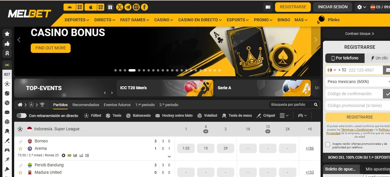 Inicio de sesión en MelBet